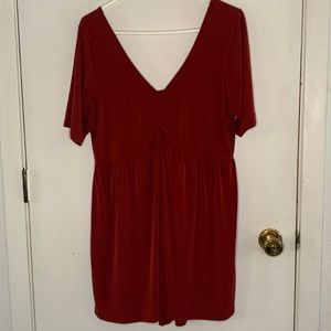 Torrid size 1 wine colored babydoll top with deep V neckline